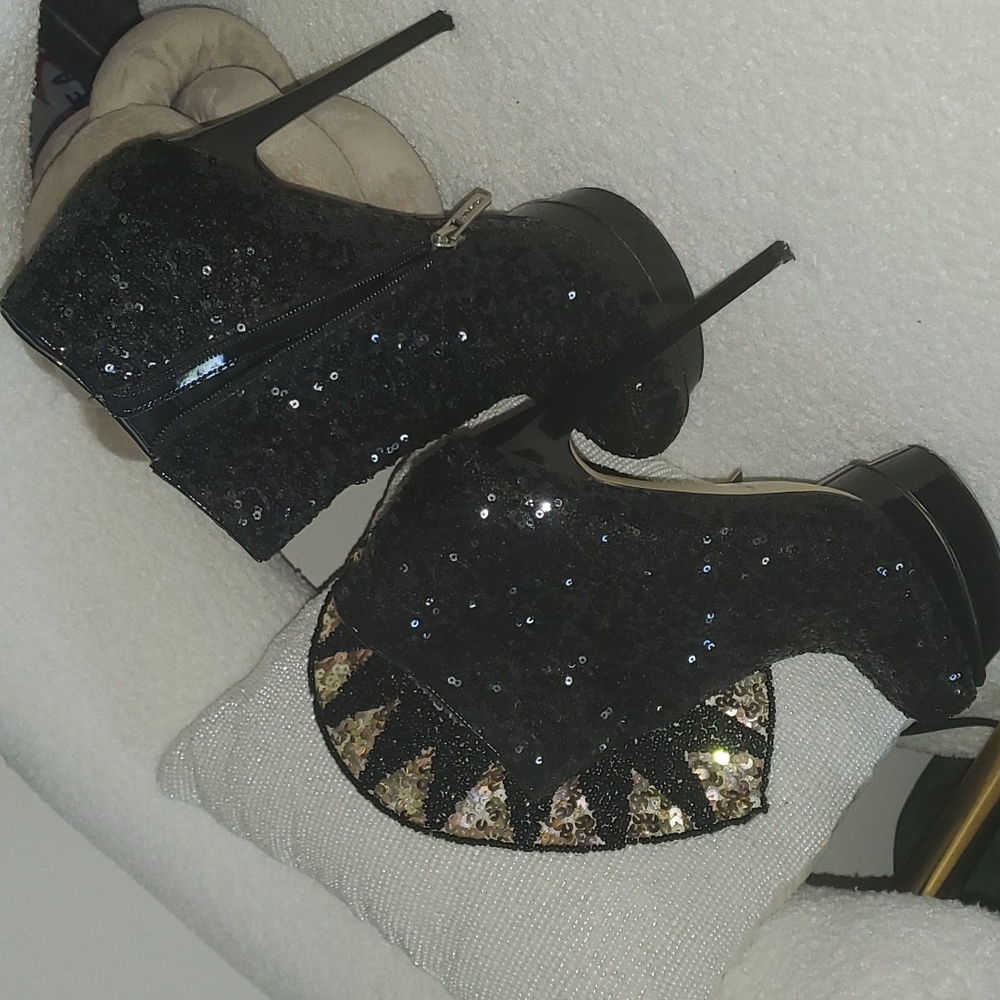 Colin Stuart Sequin Stiletto Booties